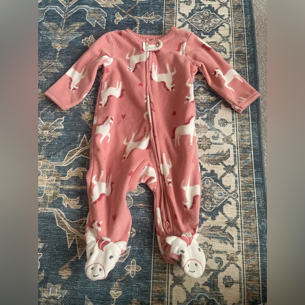 Carter's Child of Mine Adorable Pink Unicorn sleeper 0-3 month